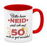 50. Geburtstag Kaffeebecher mit lustigem Spruch: Neid