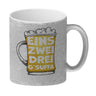 Eins zwei drei G'suffa witziger Kaffeebecher für Biertrinker