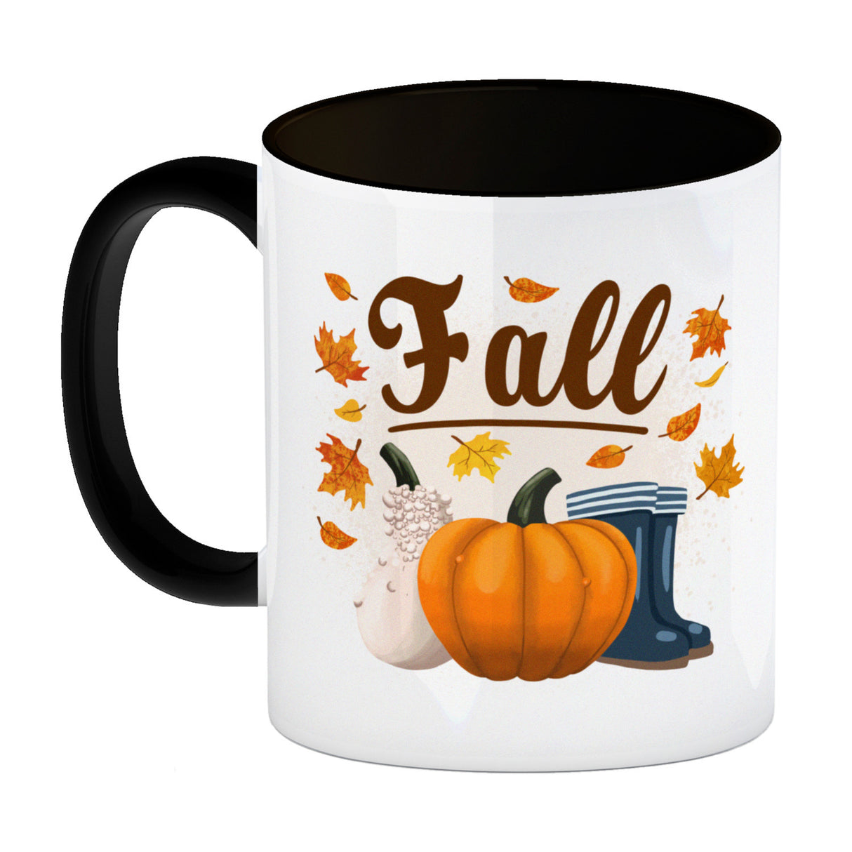 Fall Jahreszeit Herbst Kaffeebecher mit Kürbis und Laub