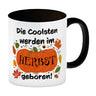 Die Coolsten werden im Herbst geboren Kaffeebecher mit Kürbis Motiv