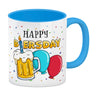 Happy Biersday Kaffeebecher mit Bier und Ballons