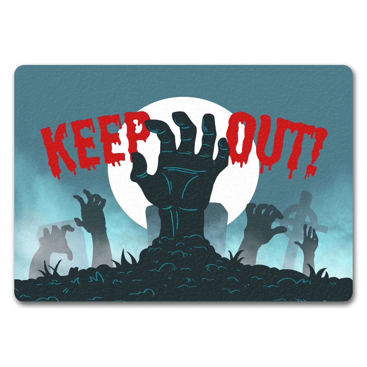 Keep out Halloween Fußmatte mit gruseligem Friedhof und Zombiehänden