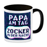 Papa am Tag - Zocker in der Nacht Kaffeebecher für Gamer und Väter