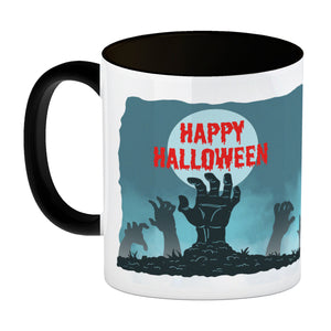 Happy Halloween Kaffeebecher mit gruseligen Zombiehänden
