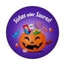 Süßes oder Saures Halloween Magnet mit Kürbis und Süßigkeiten