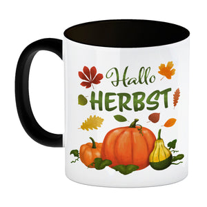 Hallo Herbst Kaffeebecher mit hübschen Kürbissen
