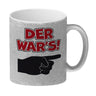 Der war’s Kaffeebecher mit beschuldigender Hand