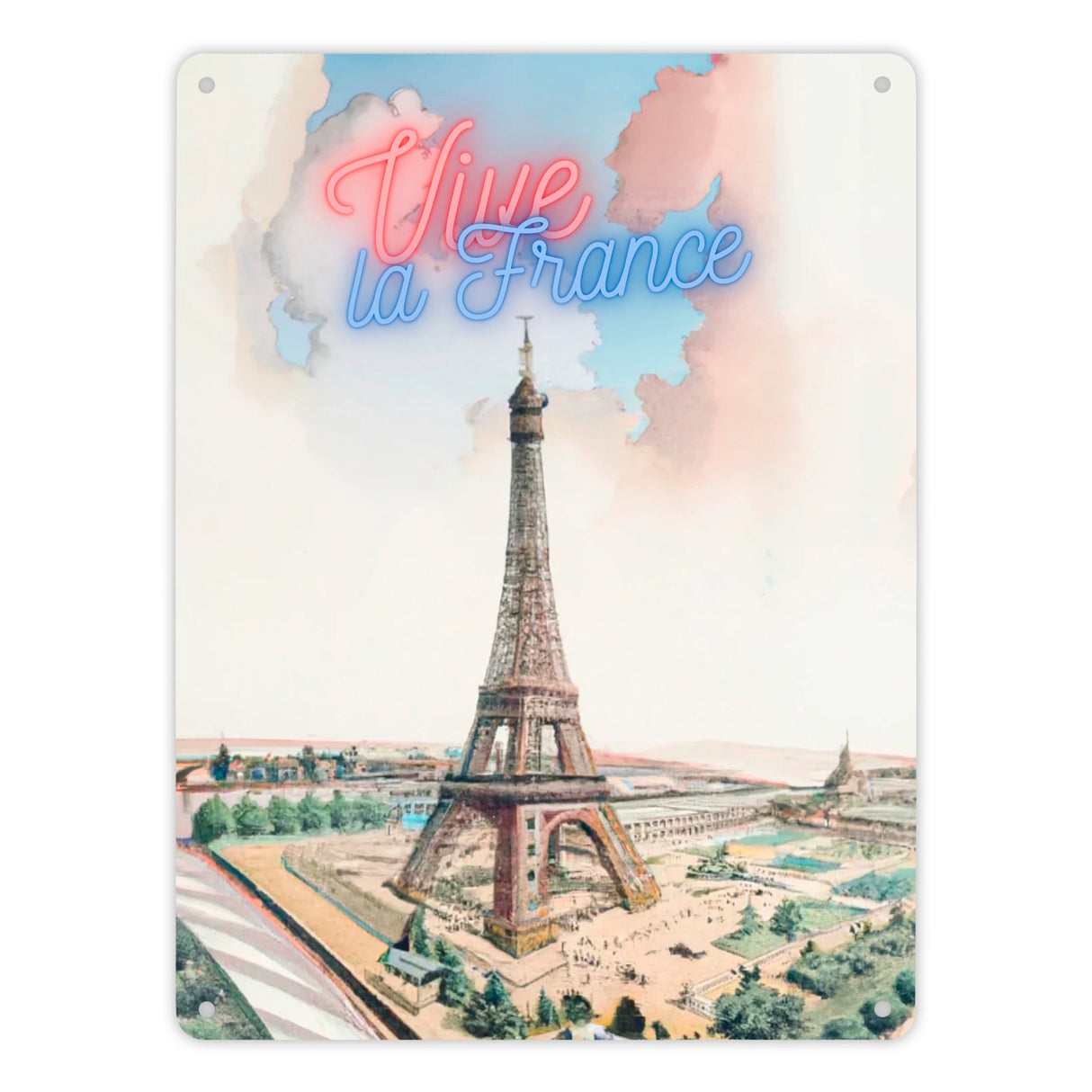 Vive la France Eiffelturm Metallschild in 15x20 cm im retro Look zum Thema Paris