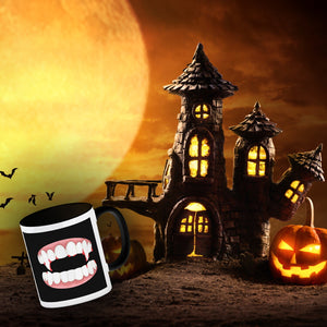 Vampirgebiss Horror Kaffeebecher für Halloween