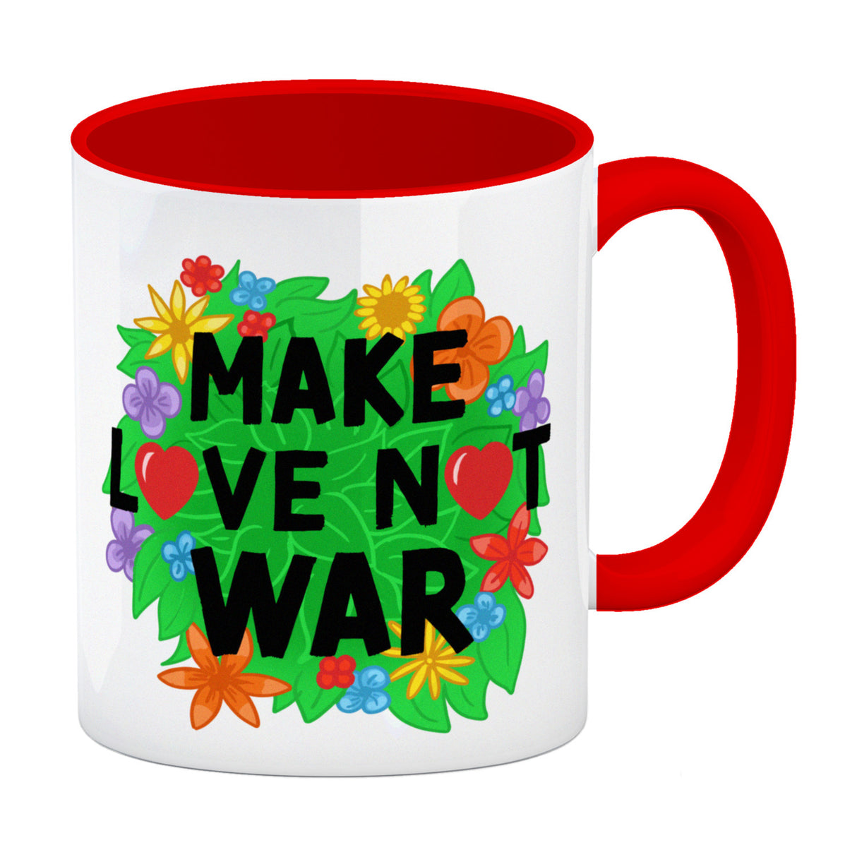 Make love not war Blumenmotiv Kaffeebecher
