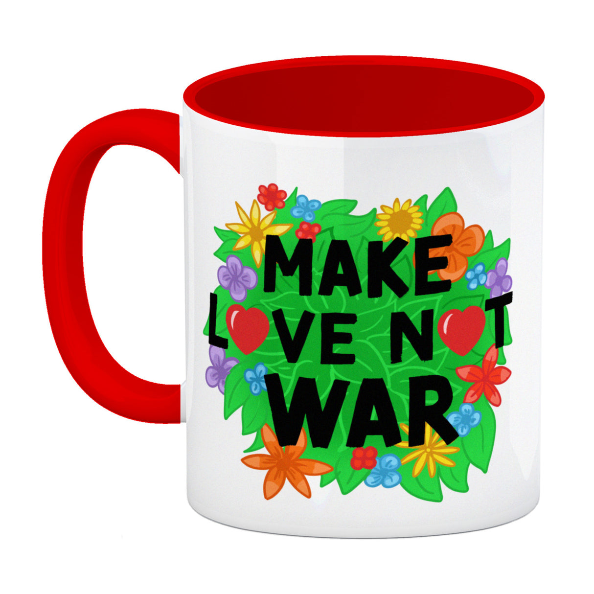 Make love not war Blumenmotiv Kaffeebecher