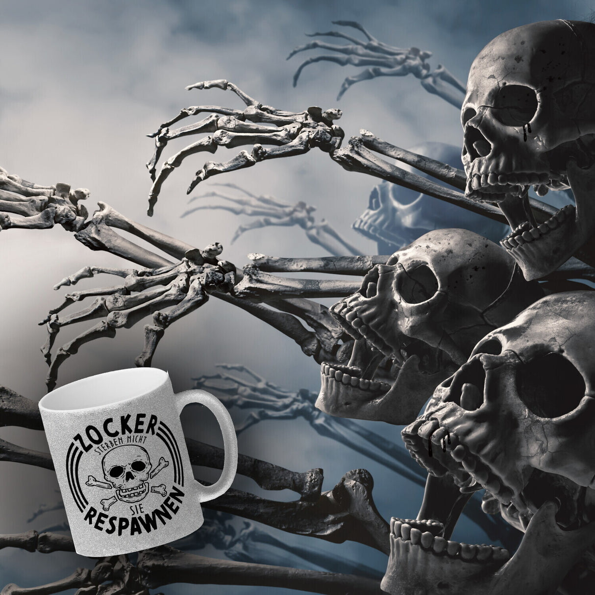 Zocker sterben nicht sie respawnen Totenkopf Kaffeebecher