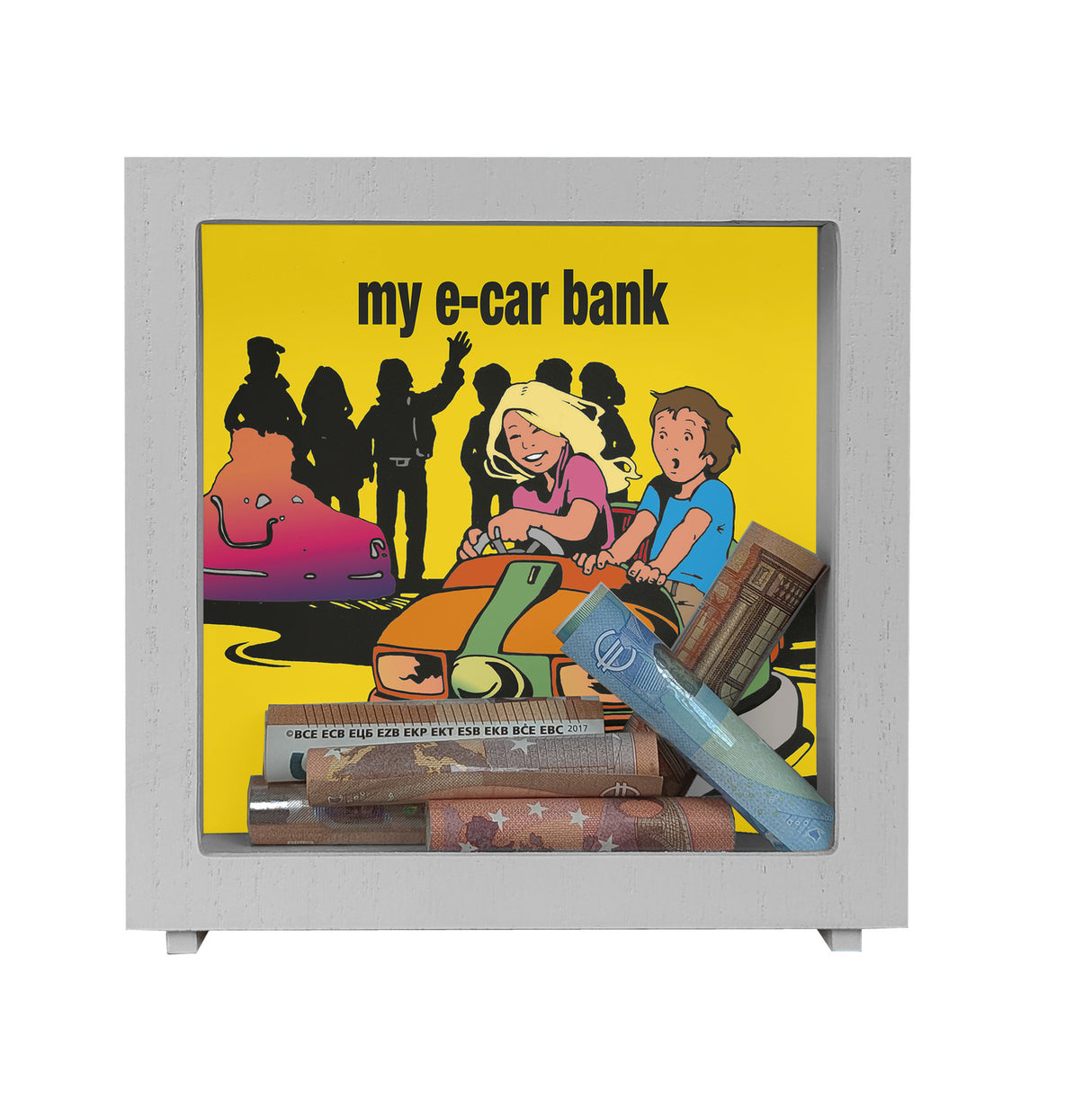 my e-car bank Boxauto Spardose für ein E-Auto