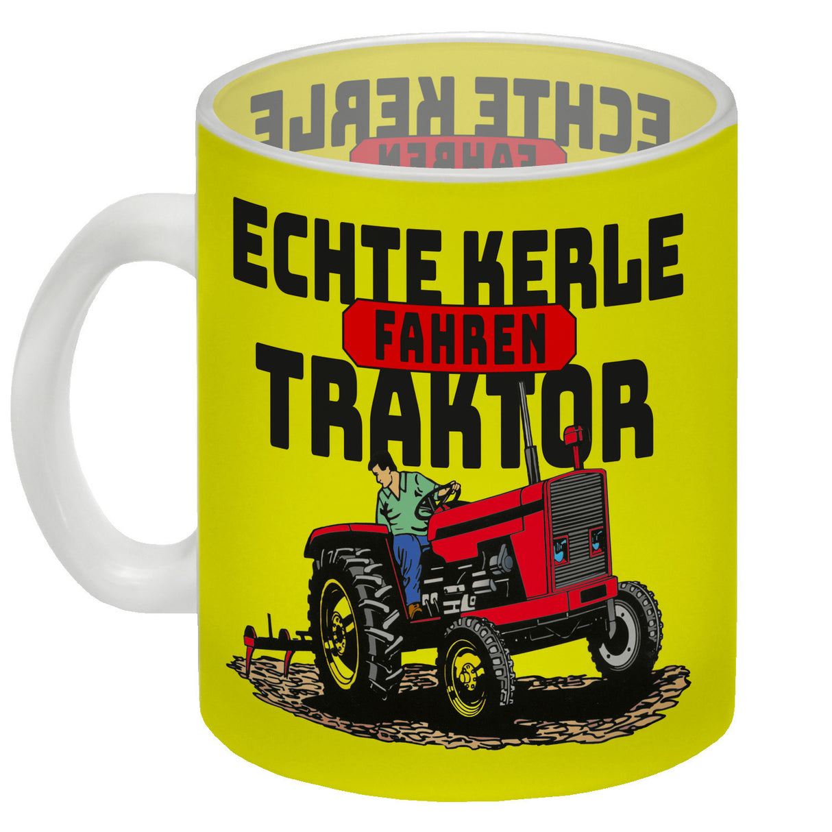 Echte Kerle fahren Traktor Kaffeebecher in braun