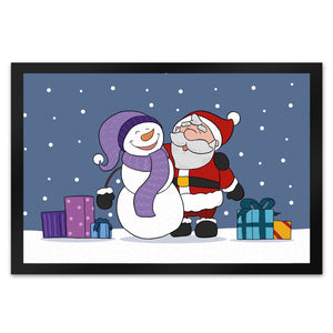Schneemann und Weihnachtsmann Fußmatte