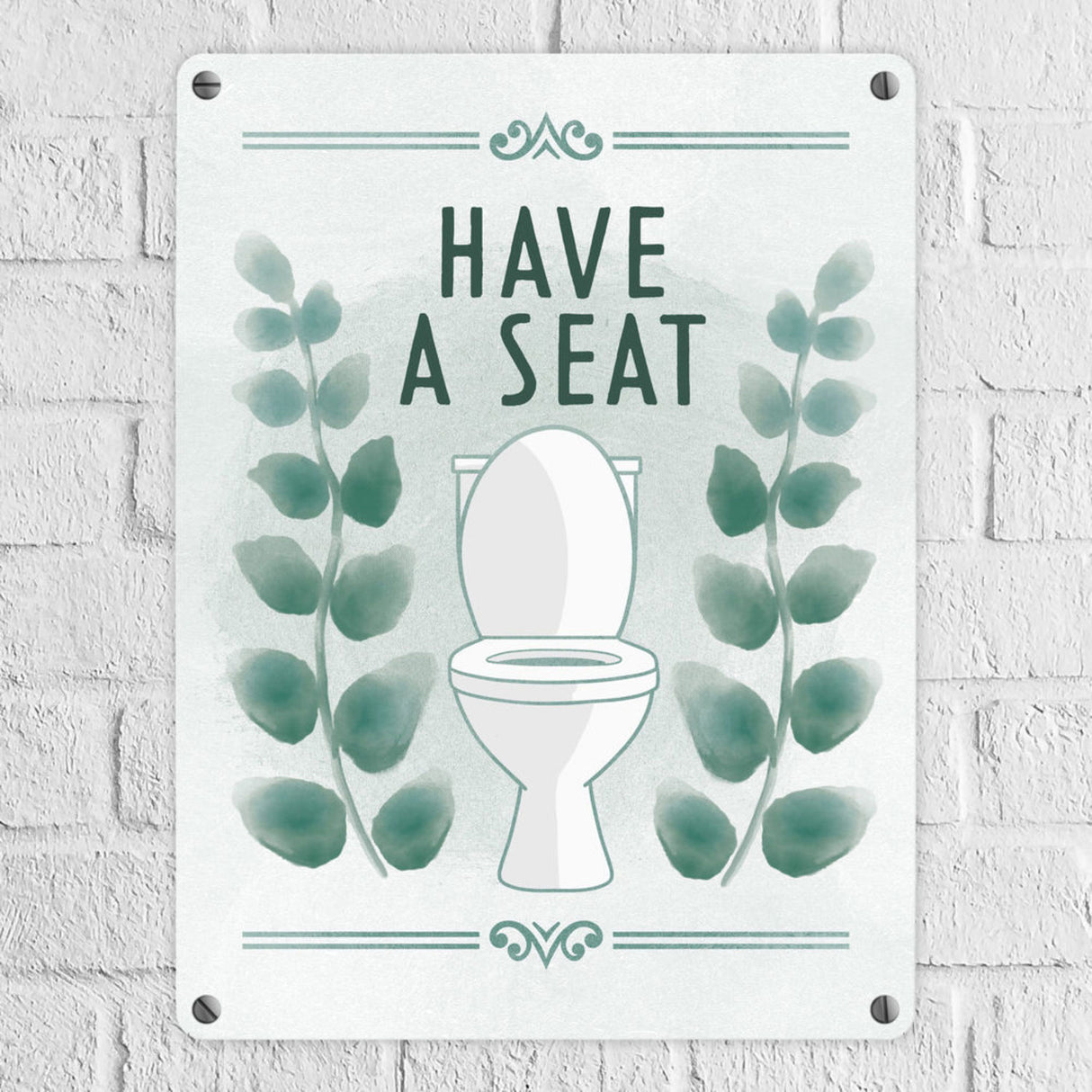 Bitte hinsetzen Toiletten Metallschild mit floralem Muster