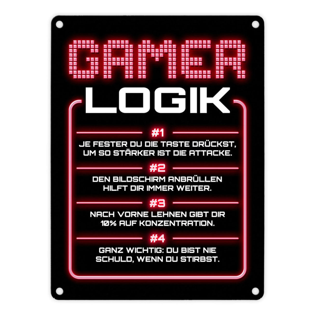 Gamer Logik Metallschild