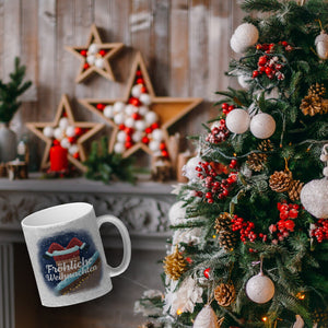 Fröhliche Weihnachten Weihnachtsmann im Kamin Kaffeebecher