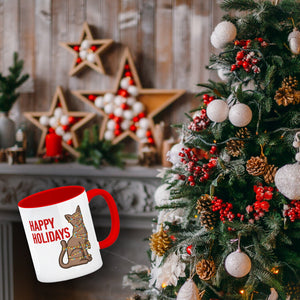 Happy Holidays Weihnachtskatze Kaffeebecher