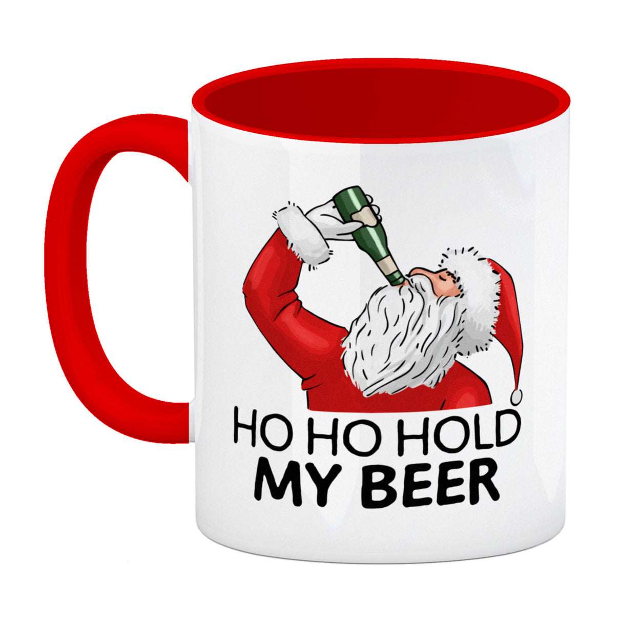 Ho Ho hold my beer Kaffeebecher mit Weihnachtsmann Motiv