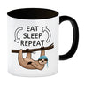 Eat sleep repeat Faultier Kaffeebecher