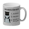 Aufgaben für heute Kaffeebecher mit müder Katze