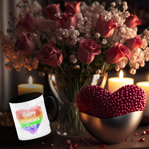 Happy Valentines Day Herz in regenbogenfarben Kaffeebecher