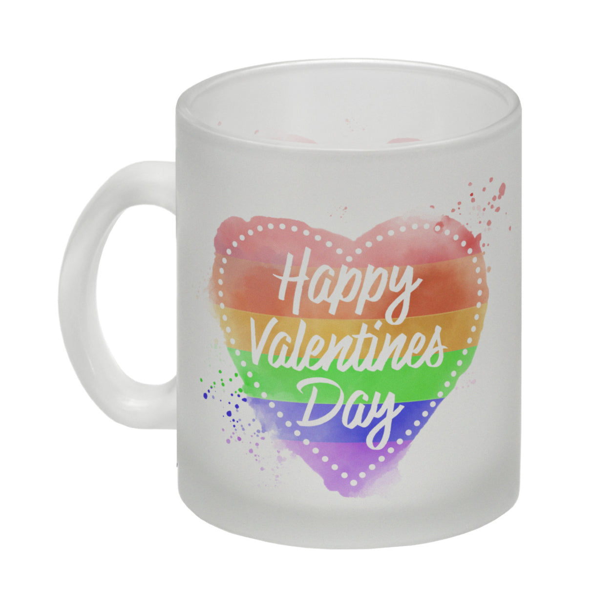 Happy Valentines Day Herz in regenbogenfarben Kaffeebecher
