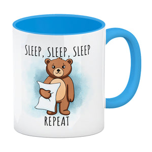 Sleep, Sleep, Sleep, Repeat niedlicher Teddybär Kaffeebecher
