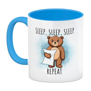 Sleep, Sleep, Sleep, Repeat niedlicher Teddybär Kaffeebecher