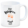 Der Klügere kippt Kaffee nach Kaffeebecher