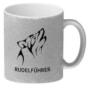 Rudelführer Pfotenabdruck Kaffeebecher mit Wolf Motiv