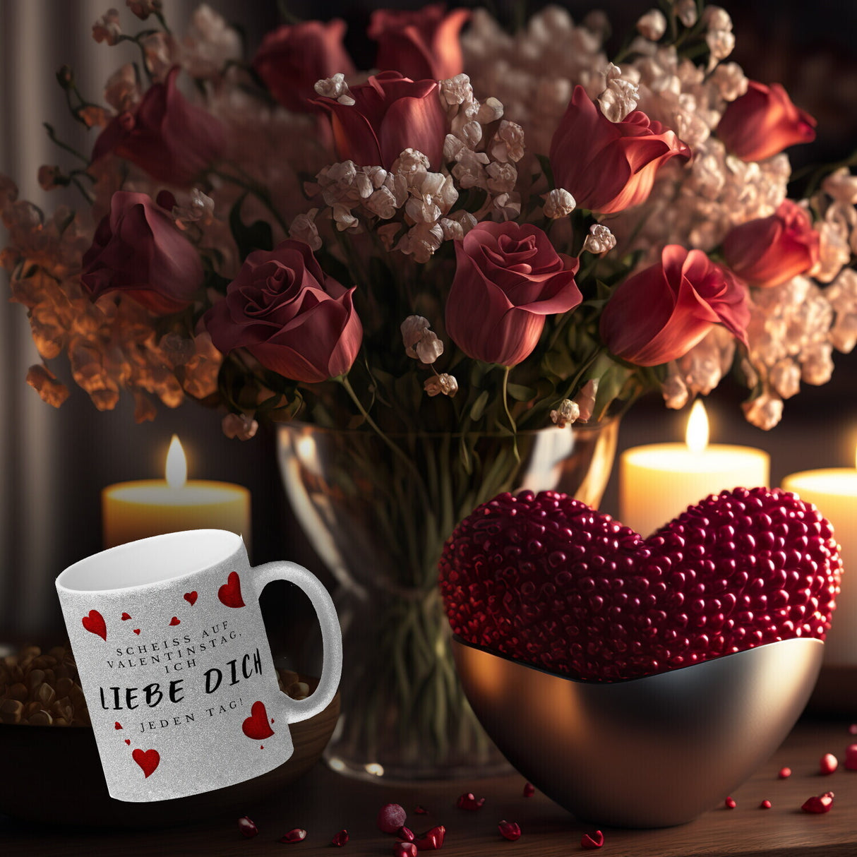 Scheiß auf Valentinstag ich liebe dich jeden Tag Kaffeebecher