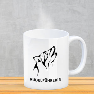Rudelführerin Wolf Kaffeebecher mit Pfotenabdruck Motiv