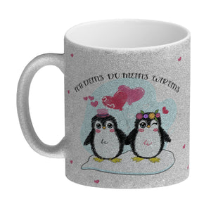 Pinguin Pärchen Kaffeebecher mit Spruch