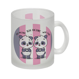 Panda Kaffeebecher mit Spruch Du meins ich deins wir eins