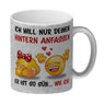 Hintern anfassen Kaffeebecher mit Emoticons und Spruch