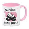 Panda Pärchen Kaffeebecher mit Spruch Nie wieder ohne dich