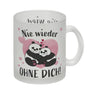 Panda Pärchen Kaffeebecher mit Spruch Nie wieder ohne dich