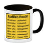 Renten To-Do Liste Kaffeebecher mit Spruch: Endlich Rente