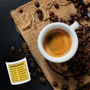 Renten To-Do Liste Kaffeebecher mit Spruch: Endlich Rente