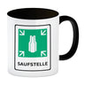 Saufstelle Kaffeebecher mit Bier Motiv und Spruch