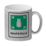 Saufstelle Kaffeebecher mit Bier Motiv und Spruch