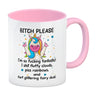 Einhorn Kaffeebecher mit Spruch - Bitch Please