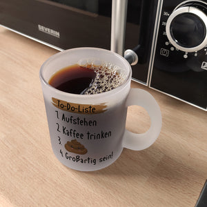 To-Do Liste Morgenroutine Kaffeebecher mit Spruch