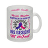 High Five Kaffeebecher mit Spruch: High Five ins Gesicht mit der Faust