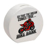 Bike Bank Spardose mit Spruch und Motorrad