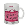 Just married Hochzeit Kaffeebecher mit pinkem Koffer