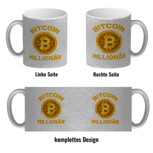 Bitcoin Millionär Kaffeebecher mit Kryptowährung