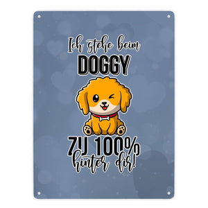 Doggy Style Metallschild in 15x20 cm in Pink Ich stehe beim Doggy zu 100 % hinter dir